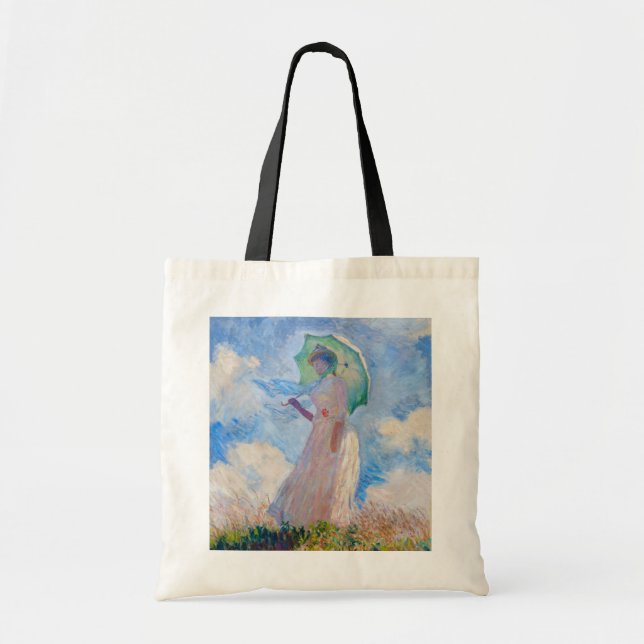 Claude Monet - Woman with a Parasol facing left Tote Bag (Front)