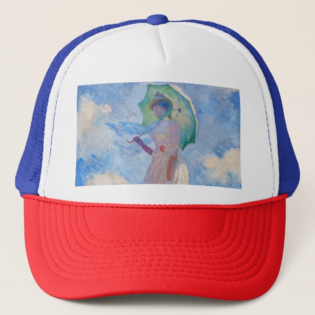 Claude Monet - Woman with a Parasol facing left Trucker Hat (Front)
