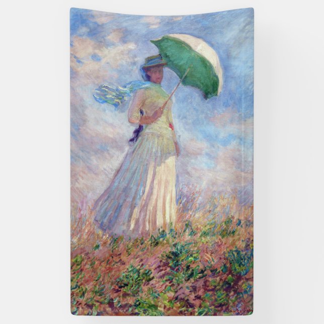 Claude Monet - Woman with a Parasol facing right Banner (Vertical)