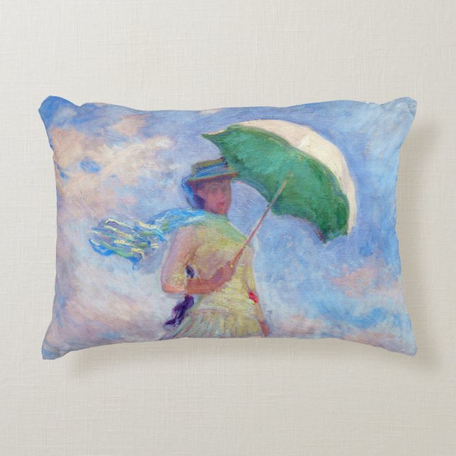 Claude Monet - Woman with a Parasol facing right Decorative Cushion (Front)