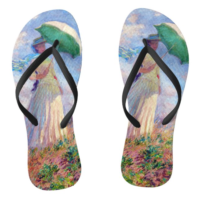 Claude Monet - Woman with a Parasol facing right Flip Flops (Footbed)