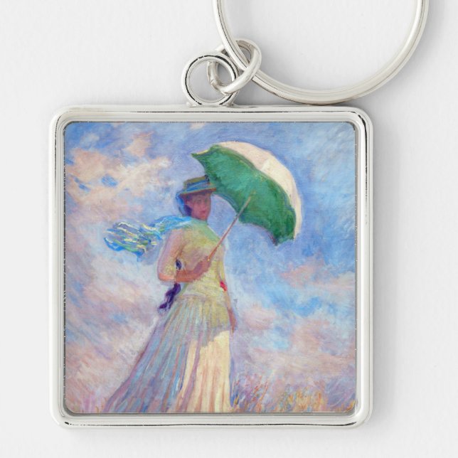 Claude Monet - Woman with a Parasol facing right Key Ring (Front)