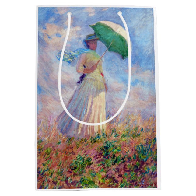 Claude Monet - Woman with a Parasol facing right Medium Gift Bag (Front)