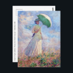 Claude Monet - Woman with a Parasol facing right Postcard<br><div class="desc">Study of a Figure Outdoors,  also known as Woman with a Parasol/Umbrella facing right. By Claude Monet in 1886.</div>