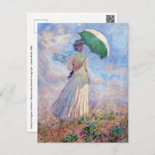 Claude Monet - Woman with a Parasol facing right Postcard