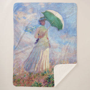 Claude Monet - Woman with a Parasol facing right Sherpa Blanket