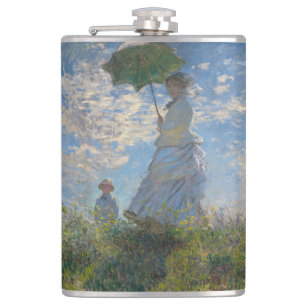 Claude Monet Woman with a Parasol Fine Art Hip Flask