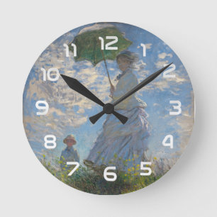 Claude Monet Woman with a Parasol Fine Art Round Clock