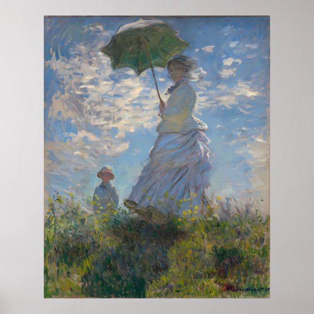 Claude Monet - Woman with a Parasol La Promenade Poster (Front)