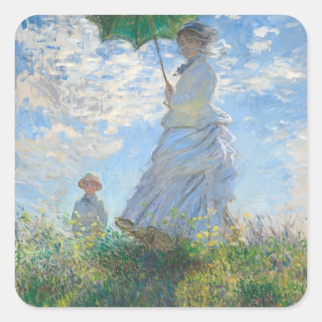 Claude Monet Woman With A Parasol Square Sticker (Front)