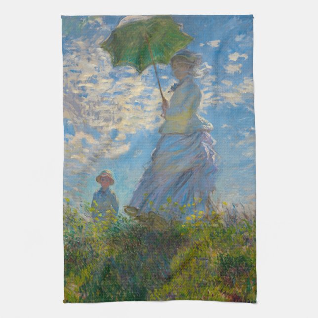 Claude Monet Woman with a Parasol Tea Towel (Vertical)