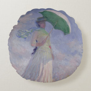 Claude Monet Woman with a Parasol Turned Right Round Cushion