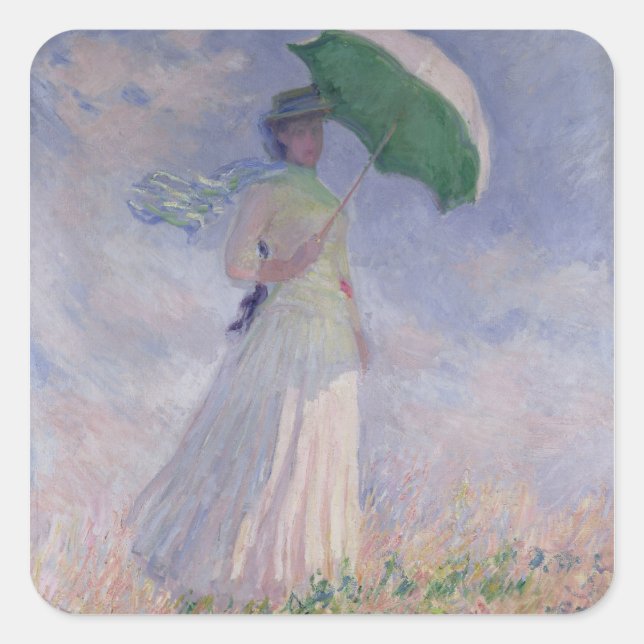 Claude Monet | Woman with a Parasol Turned Right Square Sticker (Front)