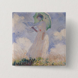 Claude Monet Woman with Parasol Turned Left 15 Cm Square Badge