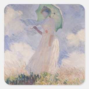 Claude Monet Woman with Parasol Turned Left Square Sticker