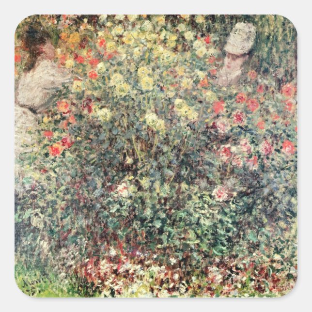 Claude Monet | Women in the Flowers, 1875 Square Sticker (Front)