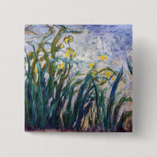 Claude Monet - Yellow and Purple Irises 15 Cm Square Badge