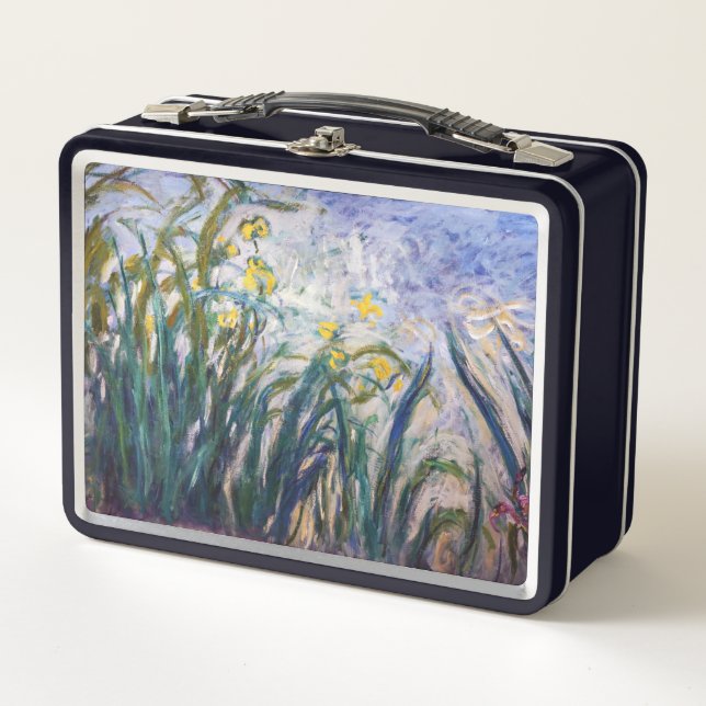 Claude Monet - Yellow and Purple Irises Metal Lunch Box (Front)