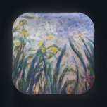Claude Monet - Yellow and Purple Irises Paper Plate<br><div class="desc">Yellow and Purple Irises / Iris jaunes et mauves - Claude Monet,  Oil on Canvas,  1924-1925</div>