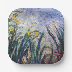 Claude Monet - Yellow and Purple Irises Paper Plate