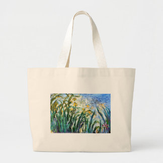 Claude Monet Yellow Irises and Malva 19 Large Tote Bag
