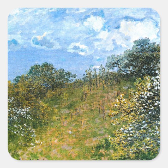 Claude Monet's artwork, Springtime, Square Sticker (Front)