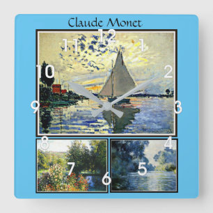 Claude Monet's famous paintings Square Wall Clock