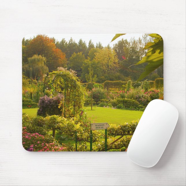 Claude Monet's garden, beautiful garden scene Mouse Mat (With Mouse)