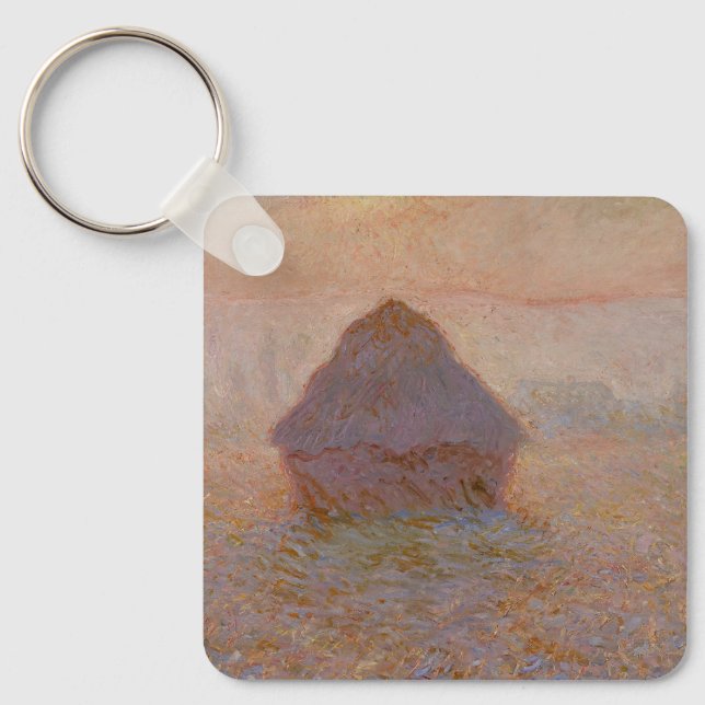 Claude Monet's Grainstack, Sun in the Mist (1891) Key Ring (Front)