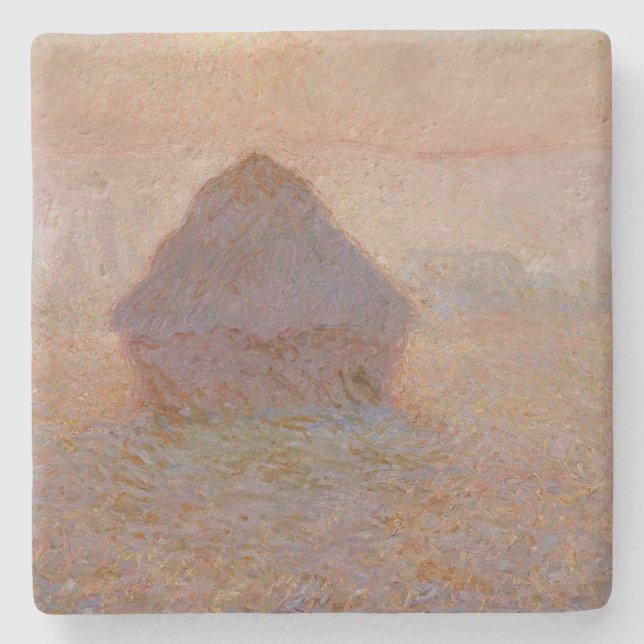 Claude Monet's Grainstack, Sun in the Mist (1891) Stone Coaster (Front)