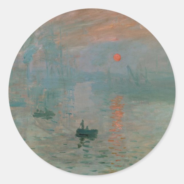 Claude Monet's Impression Sunrise (soleil levant) Classic Round Sticker (Front)