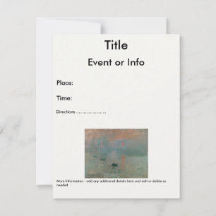 Claude Monet's Impression Sunrise (soleil levant) Invitation
