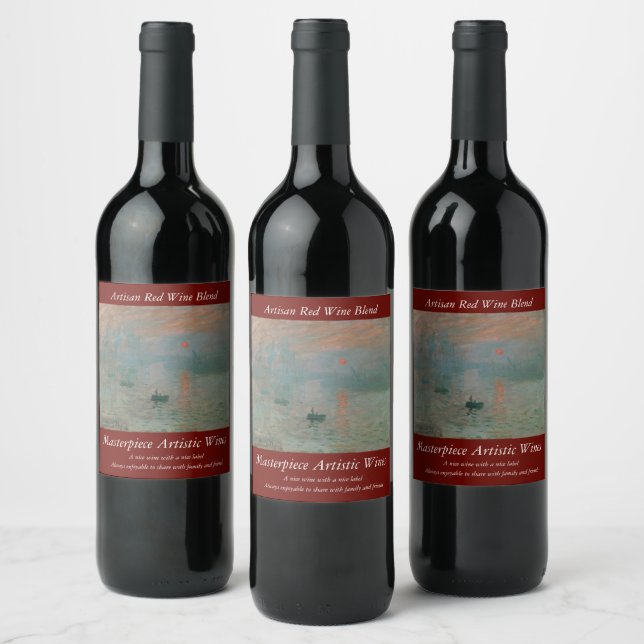 Claude Monet's Impression Sunrise (soleil levant) Wine Label (Bottles)
