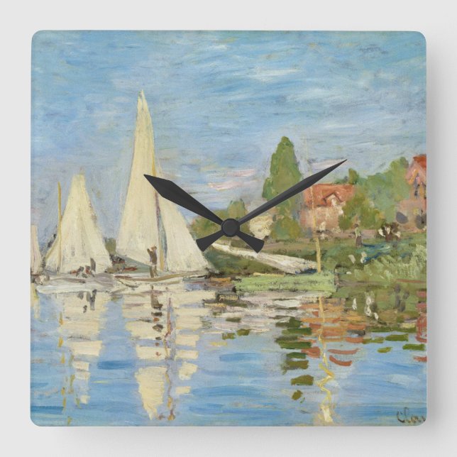 Claude Monet's Regattas at Argenteuil (1872)  Square Wall Clock (Front)