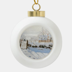 Claude Monet's The Magpie Christmas Ceramic Ball Christmas Ornament