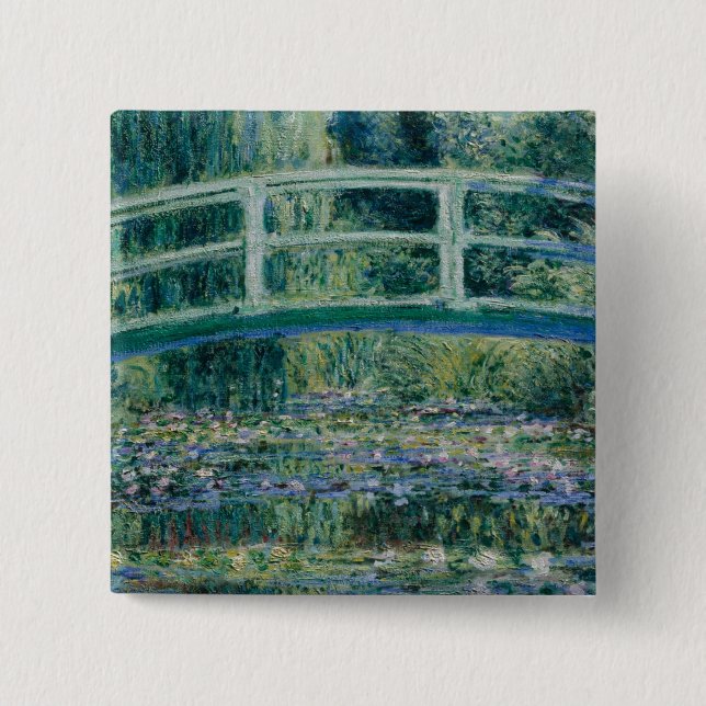Claude Monet's Water Lilies and Japanese Bridge 15 Cm Square Badge (Front)