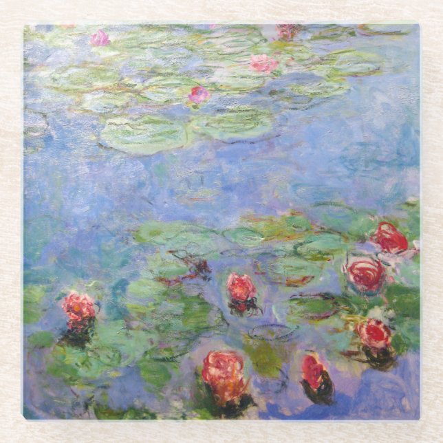 Claude Monet's Water Lilies Glass Coaster (Front)