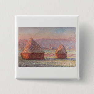 Claude Monet's White Frost Sunrise (Haystacks)) 15 Cm Square Badge