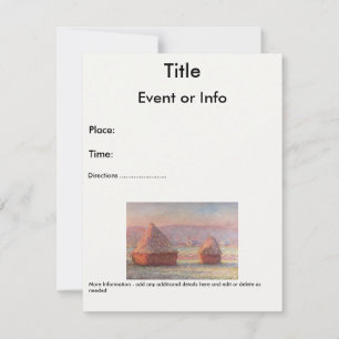 Claude Monet's White Frost Sunrise (Haystacks)) Invitation