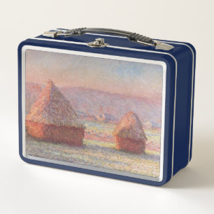 Claude Monet's White Frost Sunrise (Haystacks)) Metal Lunch Box
