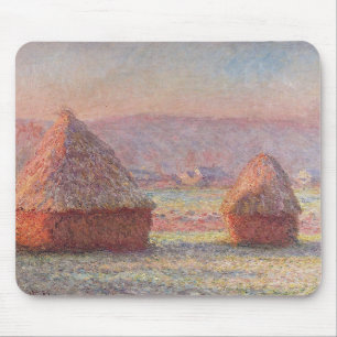 Claude Monet's White Frost Sunrise (Haystacks)) Mouse Mat