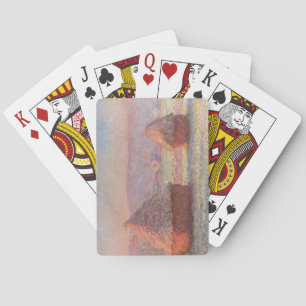 Claude Monet's White Frost Sunrise (Haystacks)) Playing Cards