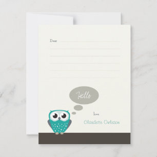 Claude the Little Owl (lined)   Flat Note Card