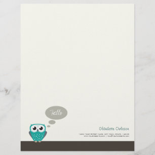 Claude the Little Owl Personalizable Letterhead