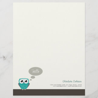 Claude the Little Owl Personalizable Letterhead
