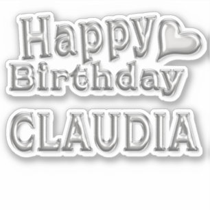 Claudia Happy Birthday silver Sticker