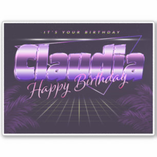 Claudia name first name lila retro sticker birthda