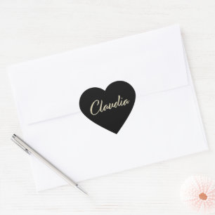 Claudia white Handwriting Sticker Herz