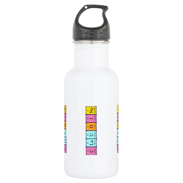 Claudina periodic table name water bottle (Front)