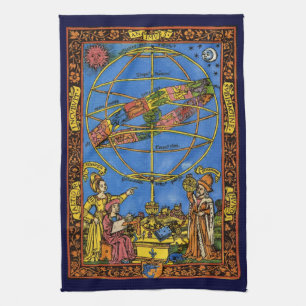 Claudius Ptolemy Astronomer, Vintage Celestial  Tea Towel
